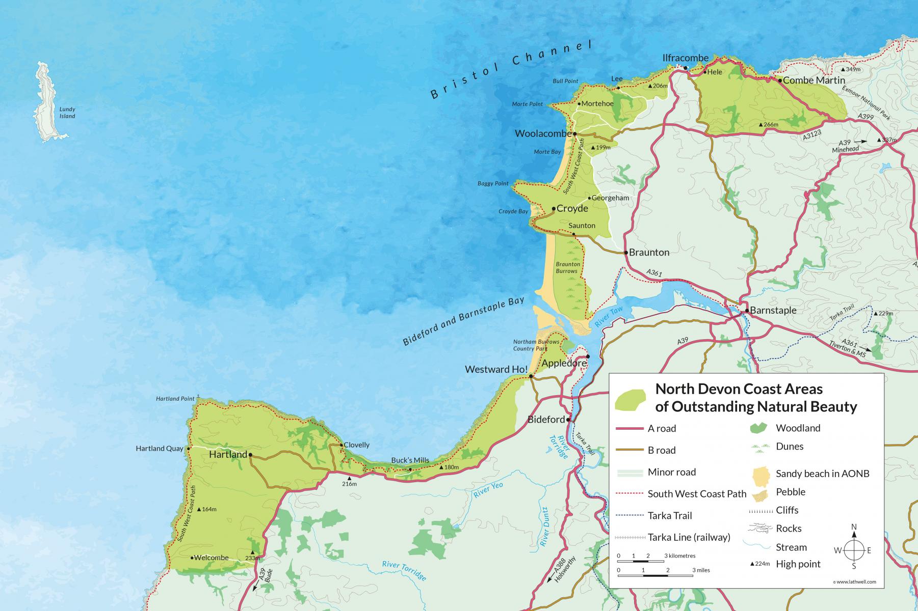 North Devon Coast AONB Map