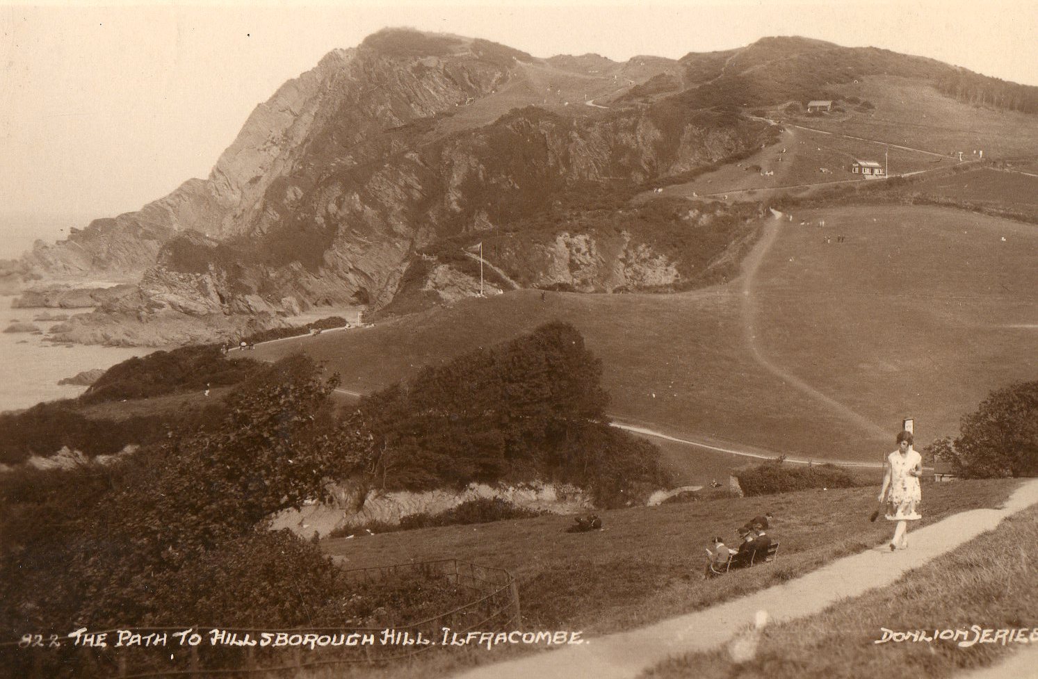 Hillsborough in the early 20th century, showing shelter, pathways and tree clump